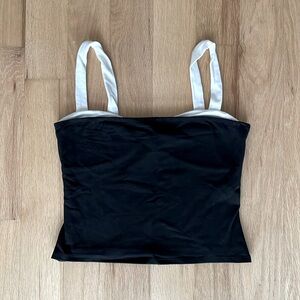 Reformation Harlan Knit Top black and white tank